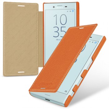 Кожаный чехол горизонтальная книжка (премиум нат. кожа) для Sony Xperia X Compact