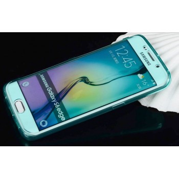 Двухкомпонентный силиконовый матовый полупрозрачный чехол горизонтальная книжка с акриловой полноразмерной транспарентной смарт крышкой для Samsung Galaxy S6 Edge Зеленый
