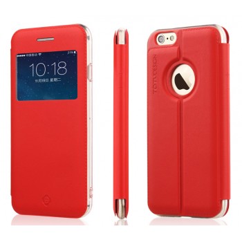 Чехол флип-подставка с окном вызова для Iphone 6 Красный