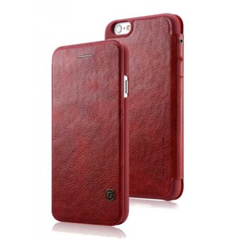 Кожаный дизайнерский чехол-флип с отделением для карт для Iphone 6 Красный
