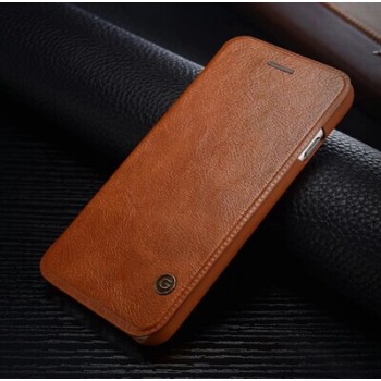 Кожаный дизайнерский чехол-флип с отделением для карт для Iphone 6 Коричневый