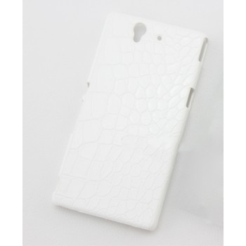 Пластиковый непрозрачный матовый чехол с текстурным покрытием Кожа для Sony Xperia Z Белый