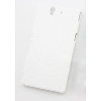 Пластиковый непрозрачный матовый чехол с текстурным покрытием Кожа для Sony Xperia Z Белый