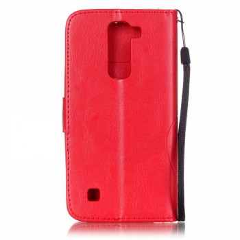 Чехол портмоне подставка текстура Узоры на силиконовой основе на дизайнерской магнитной защелке для LG K7 Красный
