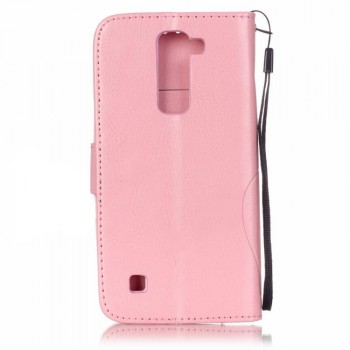 Чехол портмоне подставка текстура Узоры на силиконовой основе на дизайнерской магнитной защелке для LG K7 Розовый