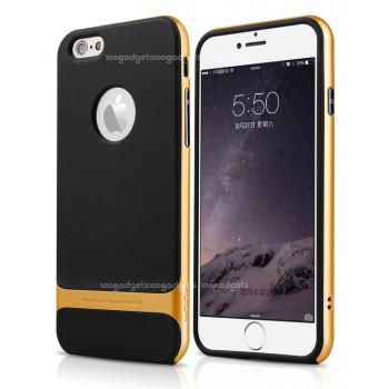 Силиконовый премиум чехол с поликарбонатным каркасным бампером для Iphone 6 Plus Оранжевый
