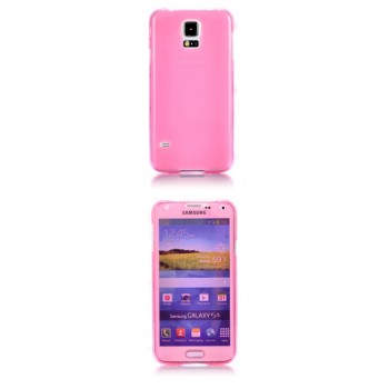 Двухмодульный силиконовый чехол горизонтальная книжка с транспарентной акриловой смарт крышкой для Samsung Galaxy S5 Mini Розовый