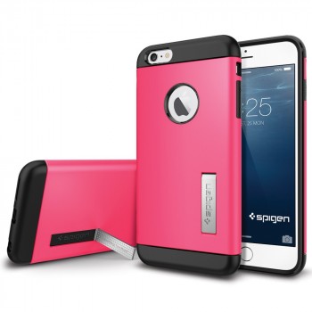 Силиконовый премиум чехол с поликарбонатной крышкой и функцией подставки для Iphone 6 Plus Пурпурный