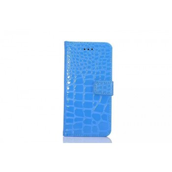 Чехол портмоне подставка с защелкой текстура Крокодил для Samsung Galaxy S6 Синий