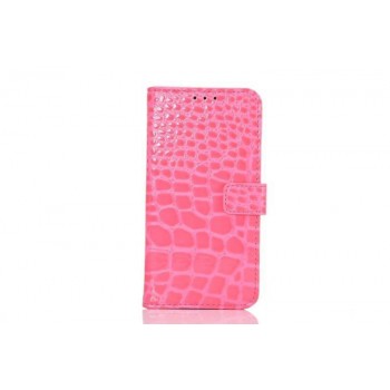 Чехол портмоне подставка с защелкой текстура Крокодил для Samsung Galaxy S6 Розовый