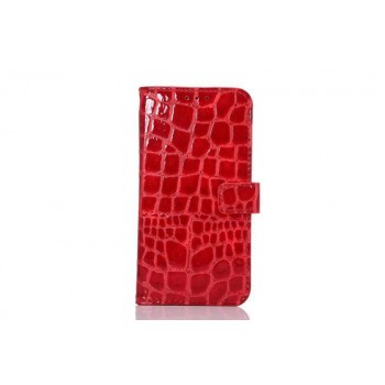 Чехол портмоне подставка с защелкой текстура Крокодил для Samsung Galaxy S6 Красный