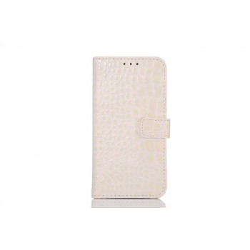 Чехол портмоне подставка с защелкой текстура Крокодил для Samsung Galaxy S6 Белый