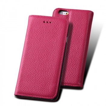 Кожаный чехол флип подставка со слотом для карты для Iphone 6 Plus Розовый