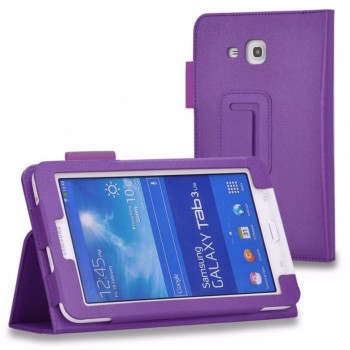 Чехол подставка с рамочной защитой серия Full Cover для Samsung Galaxy Tab 3 Lite Фиолетовый