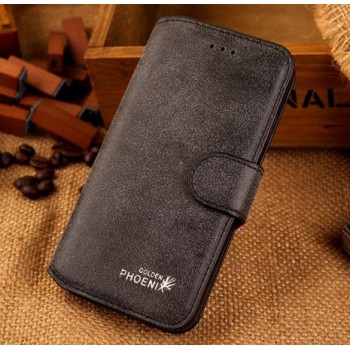 Винтажный чехол портмоне подставка с пластиковой основой и отсеками для карт для Iphone 6 Plus Черный