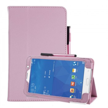Чехол книжка подставка с рамочной защитой экрана и крепежом для стилуса для Samsung Galaxy Tab A 7 (2016) Розовый