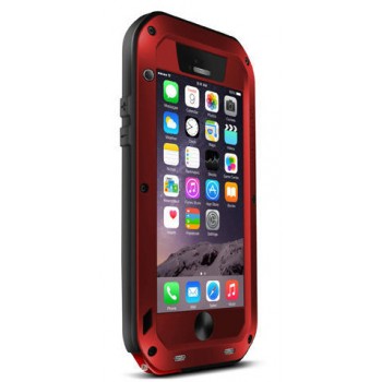 Экстразащитный удароабсорбирующий чехол из алюминиевого сплава/закаленного стекла/силиконового полимера для Iphone 6 Plus Красный
