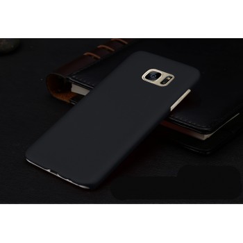 Пластиковый матовый непрозрачный чехол для Samsung Galaxy S7 Edge Черный