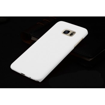 Пластиковый матовый непрозрачный чехол для Samsung Galaxy S7 Edge Белый