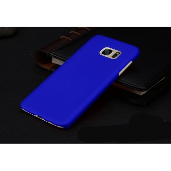 Пластиковый матовый непрозрачный чехол для Samsung Galaxy S7 Edge Синий