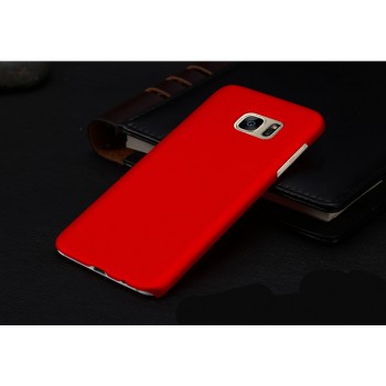 Пластиковый матовый непрозрачный чехол для Samsung Galaxy S7 Edge Красный