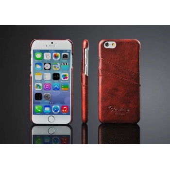 Дизайнерский кожаный чехол накладка с отделениями для карт на Iphone 6 Plus Коричневый