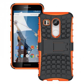 Антиударный силиконовый чехол экстрим защита с подставкой для Google LG Nexus 5X Оранжевый
