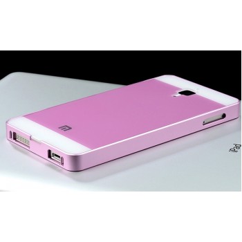 Двухкомпонентный чехол с металлическим бампером и поликарбонатной накладкой для Xiaomi Mi4 Розовый