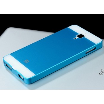 Двухкомпонентный чехол с металлическим бампером и поликарбонатной накладкой для Xiaomi Mi4 Голубой
