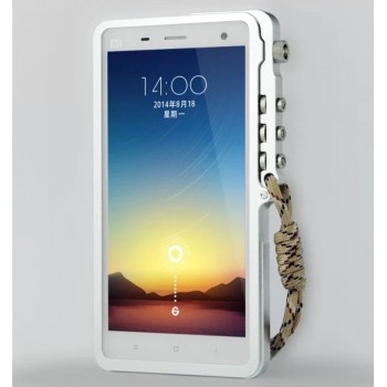 Металлический бампер с крепежным карабином для Xiaomi Mi4 Белый