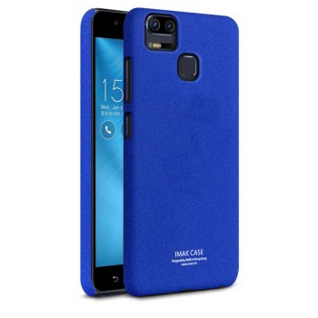 Пластиковый непрозрачный матовый нескользящий премиум чехол с повышенной шероховатостью для Asus ZenFone 3 Zoom Синий