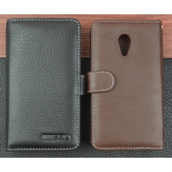 Кожаный чехол портмоне (нат. кожа) с крепежной застежкой для Meizu MX4