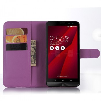 Чехол портмоне подставка с магнитной застежкой и отсеком для карт для Asus Zenfone 2 Фиолетовый