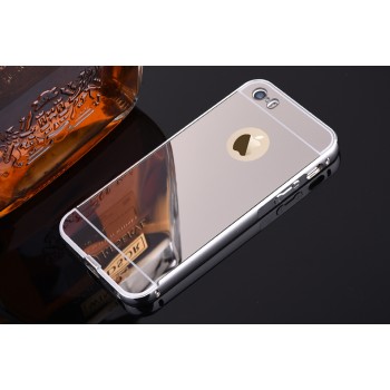 Двухкомпонентный чехол c металлическим бампером с поликарбонатной накладкой и зеркальным покрытием для Iphone 6/6s Белый