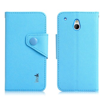 Чехол портмоне с кнопочной застежкой для HTC One Mini Голубой