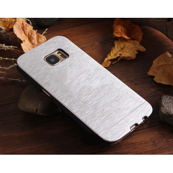 Пластиковый непрозрачный матовый чехол с текстурным покрытием Металл для Samsung Galaxy S7 Edge Белый