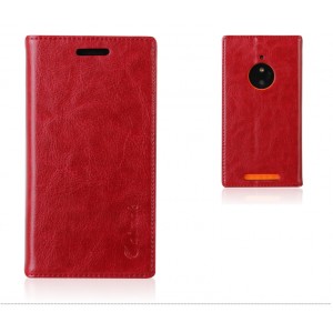 Кожаный чехол флип с отделениями на присосках для Nokia Lumia 830 Красный