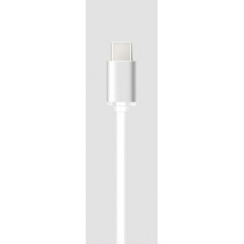 Сверхпрочный силиконовый антизапутывающийся кабель плоского сечения USB 3.1 type-C 1 м Белый