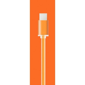 Сверхпрочный силиконовый антизапутывающийся кабель плоского сечения USB 3.1 type-C 1 м Оранжевый