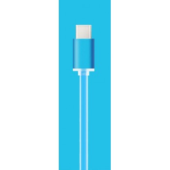 Сверхпрочный силиконовый антизапутывающийся кабель плоского сечения USB 3.1 type-C 1 м Синий