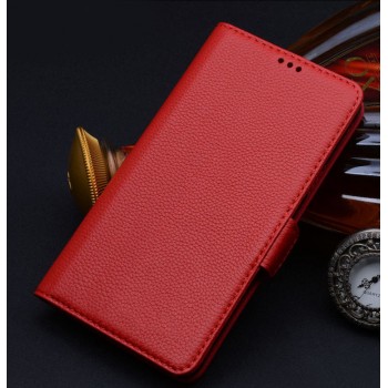 Кожаный чехол портмоне (нат. кожа) с крепежной застежкой для Nokia Lumia 830 Красный