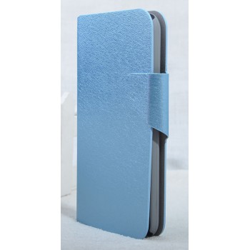 Текстурный чехол флип подставка с застежкой и внутренними карманами для Alcatel One Touch Idol 2 S Голубой