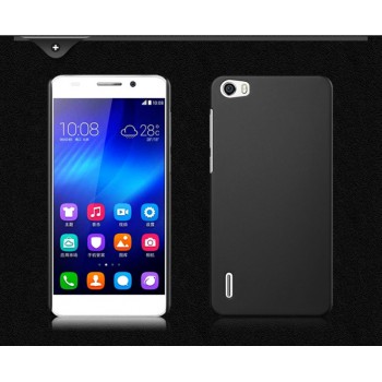 Пластиковый матовый непрозрачный чехол для Huawei Honor 6 Черный