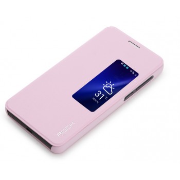 Чехол флип с активным окном вызова для Huawei Honor 6 Розовый