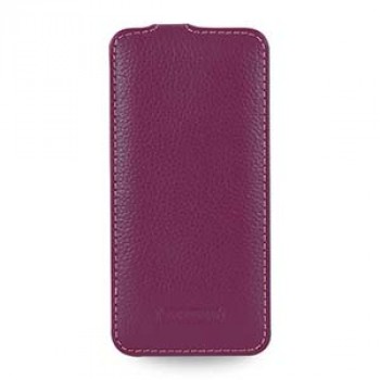 Кожаный чехол вертикальная книжка (нат. кожа) для Iphone 6 Фиолетовый