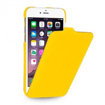 Кожаный чехол вертикальная книжка (нат. кожа) для Iphone 6 Желтый