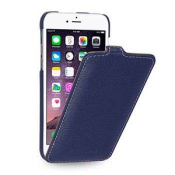Кожаный чехол вертикальная книжка (нат. кожа) для Iphone 6 Синий
