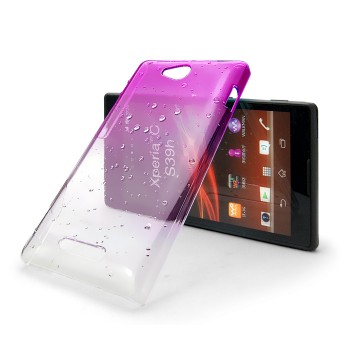 Градиентный чехол эффект дождя для Sony Xperia C Розовый