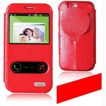 Чехол флип-подставка со свайпом, окном вызова и фигурной защитой объектива для Samsung Galaxy K Zoom (sm-c115) Красный