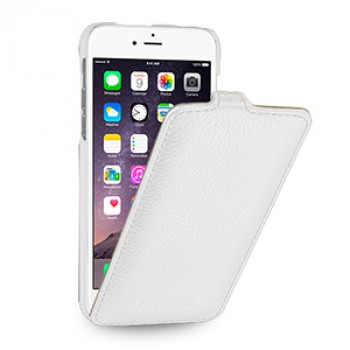 Кожаный чехол вертикальная книжка (нат. кожа) для Iphone 6 Plus Белый